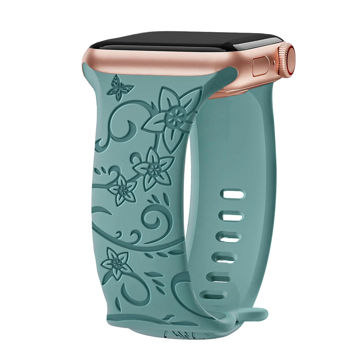 Levo Floral Engraved Silicone Band Personalized Strap Store