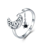 Adjustable Rings Real 925 Sterling Silver Stackable Engagement Zircon Open Size Rings For Women Jewelry big nose Official Store
