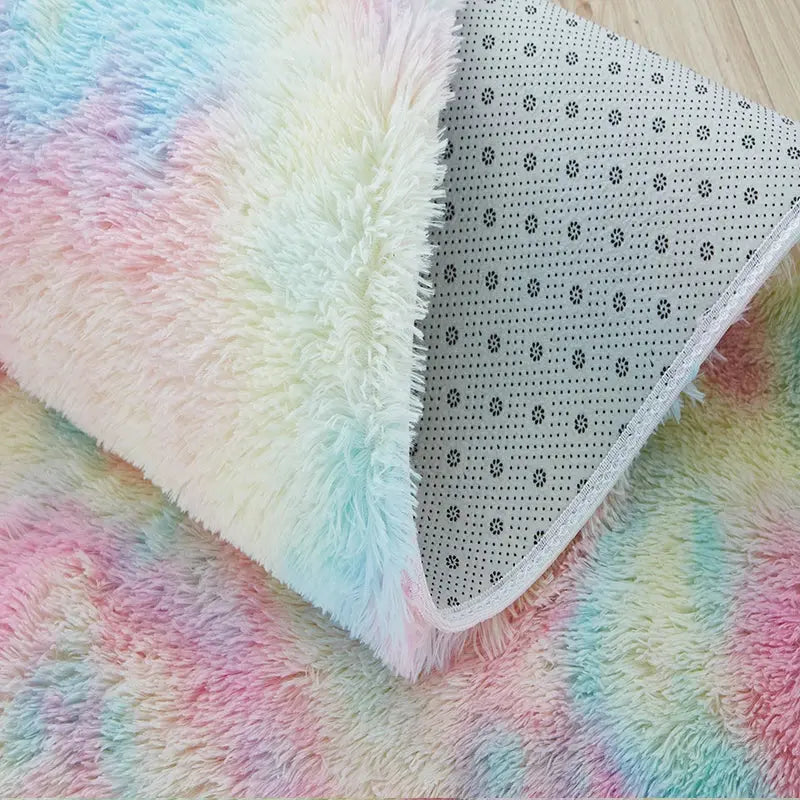 RainbowCloud Plush Rug – Soft, Fluffy & Vibrant! Happier so luckly Store