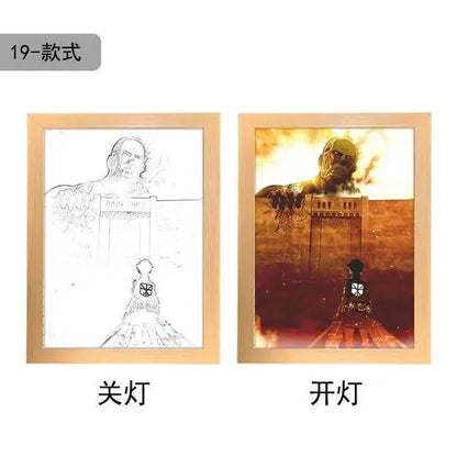 Attack On Titan Anime Figure Customized Night Light Painting Decor