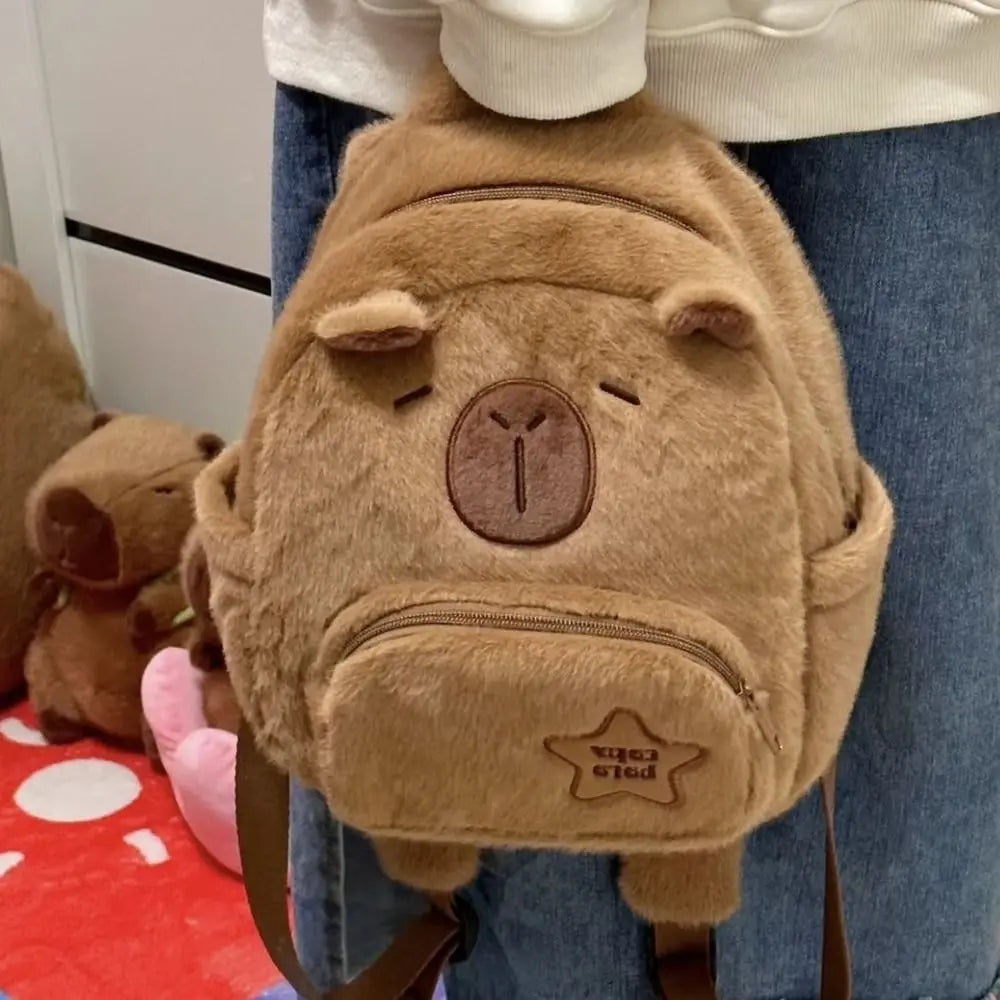 Funny Capybara Plush Backpack
