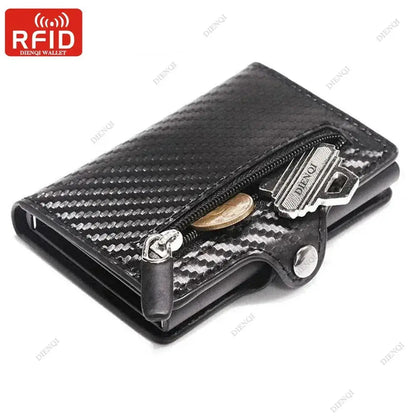 Carbon Fiber Rfid Blocking Men ID Credit Card Holders Wallet Leather