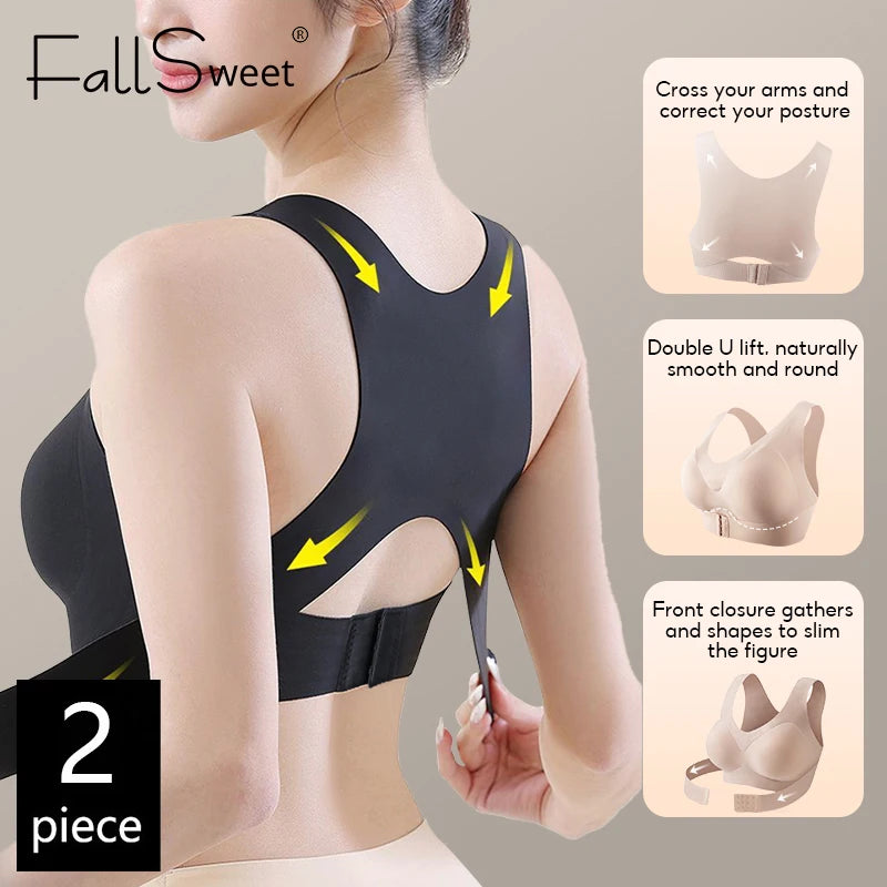 AlignLift™ – Sujetador postural con cierre frontal y soporte cruzado en la espalda 💪