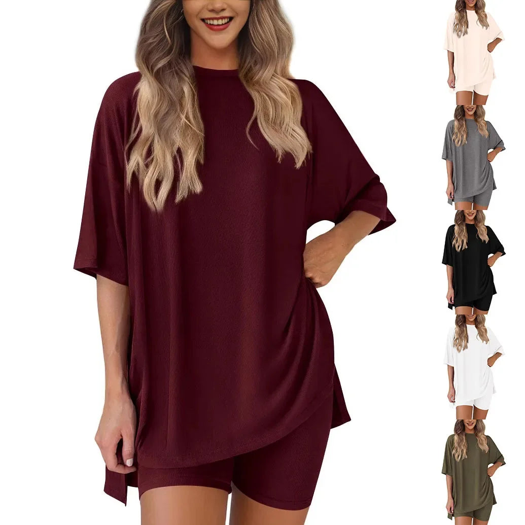 Breezy Lounge Duo – Oversized Shirt & Shorts Set for Ultimate Comfort!