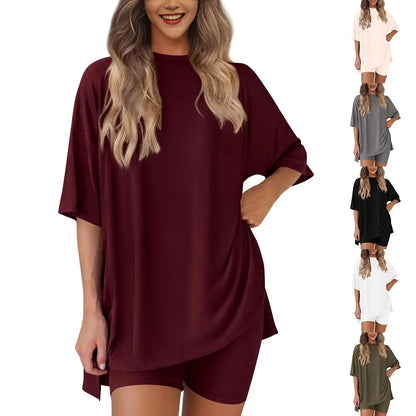 Breezy Lounge Duo – Oversized Shirt & Shorts Set for Ultimate Comfort!