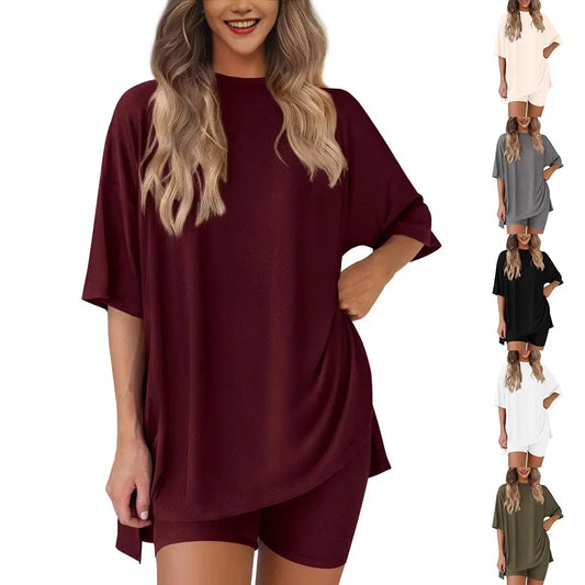 Breezy Lounge Duo – Oversized Shirt & Shorts Set for Ultimate Comfort!