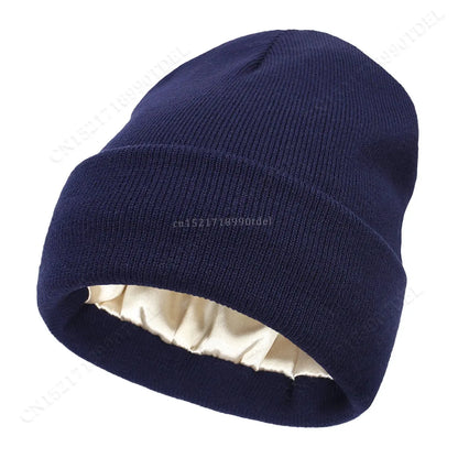 Unisex Satin Lined Anti Static Beanie Hat For Women Winter Silk Lining
