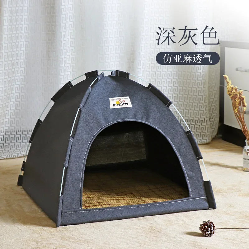Pet Tent Bed Removable Cat Sofa Basket Canvas Semi-enclosed Cat House Dog Cave Hut Cat Sleeping Bed for Room Decor Pet Supplies