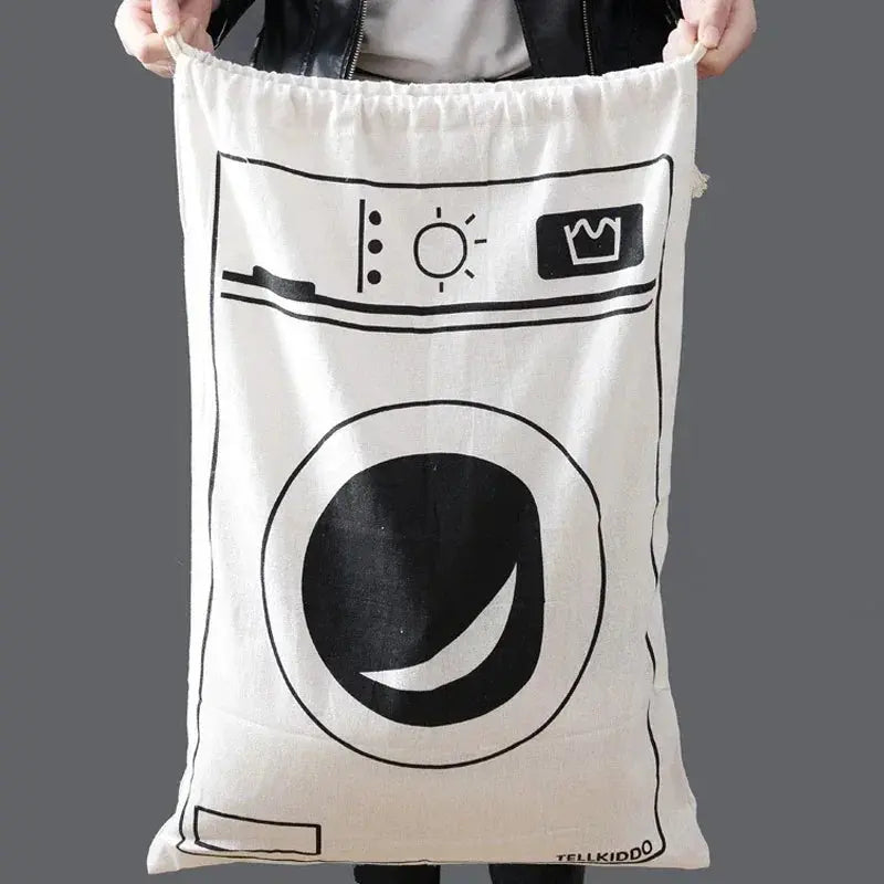 Large Cotton and Linen Laundry Bag Clothes Toys Storage Bag Printing