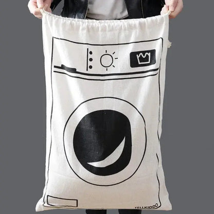 Large Cotton and Linen Laundry Bag Clothes Toys Storage Bag Printing
