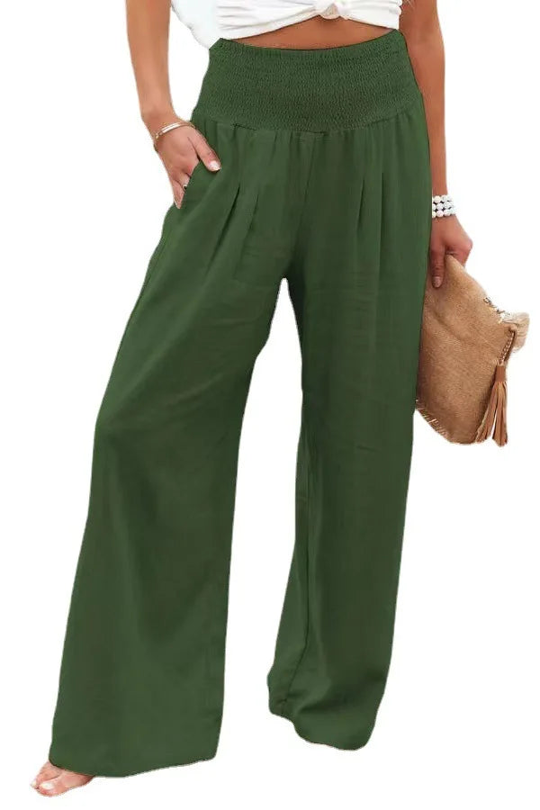 FlowEase™ Pantalones Palazzo Fruncidos 🌸✨ La Comodidad se Une a la Elegancia