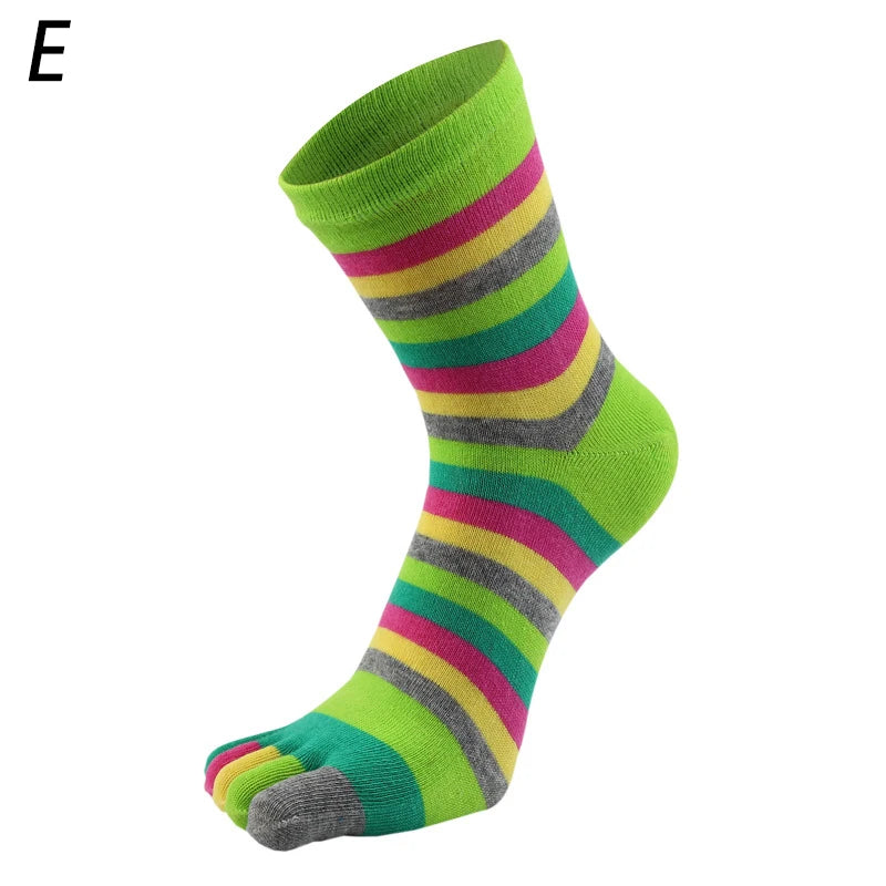 New Women Toe Socks Funny Five Fingers Socks Colorful Striped Printed  Rainbow Cotton Breathable Women's Short Socks Upgogo Store