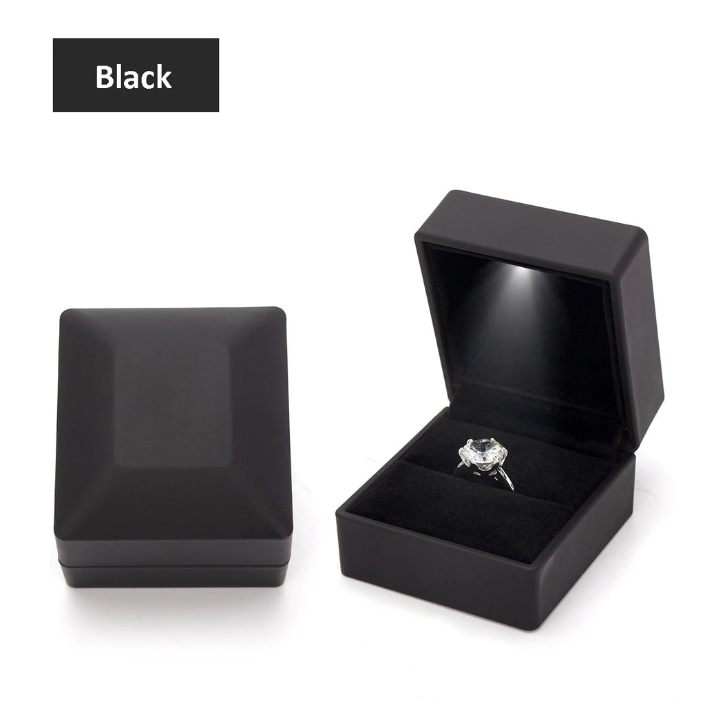 LED Jewelry Ring Box with Llight Luxury Crown Earrings Pendant Storage Display Proposal Wedding Gift Box Jewelry Organizer Box