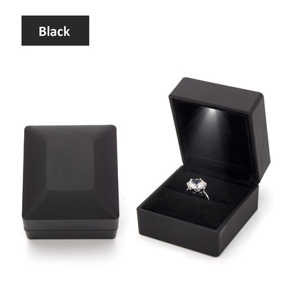 LED Jewelry Ring Box with Llight Luxury Crown Earrings Pendant Storage Display Proposal Wedding Gift Box Jewelry Organizer Box