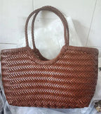 PU Leather Hand-woven Handbag 2 in 1 Single-shoulder Messenger Chocolate Chronos