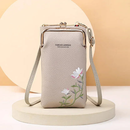 Embroidered Flower Phone Crossbody Bag with Lock - Shoulder Wallet HYX Fashion Life Store