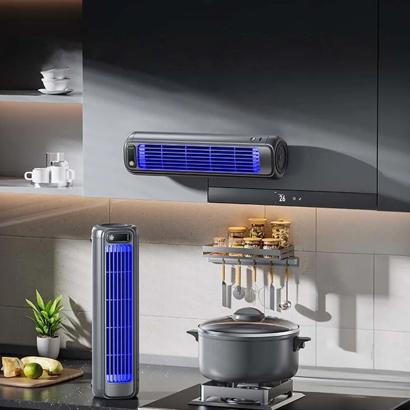 Ventilador de aire acondicionado montado en la pared Silencioso Recargable Cómodo Ventilador eléctrico de refrigeración para el hogar, la cocina, el baño, sin necesidad de taladrar