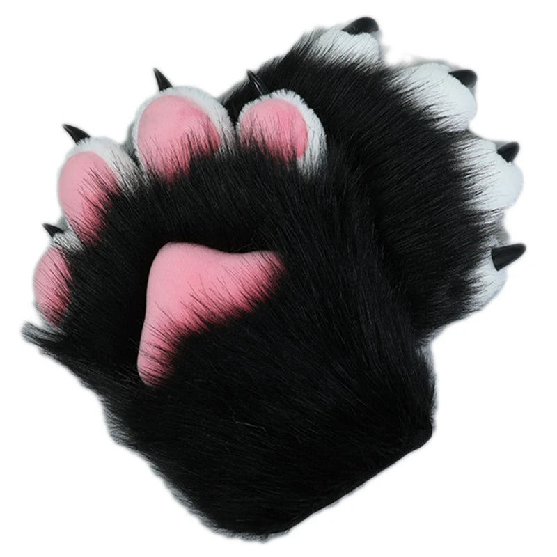 2 Pieces Cartoon Plush Nails Claws Gloves Anime Cosplay Mittens Furry Cosplay Props Halloween Costume Paw Gloves