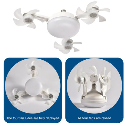 2 In 1 Hanging Fan with LED Light E27 Universal Dimming Drone Fan Silent Ceiling Drone Fan for Dining Room Bedroom Living Room
