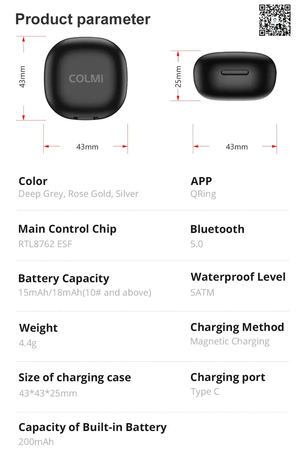 COLMI R10 Smart Ring with Charging Case for Men Women, Health and Sleep Monitor, 5ATM Waterproof, Multi-sport Mode Shop1103572318 Store