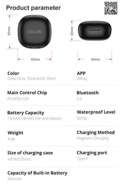 COLMI R10 Smart Ring with Charging Case for Men Women, Health and Sleep Monitor, 5ATM Waterproof, Multi-sport Mode Shop1103572318 Store