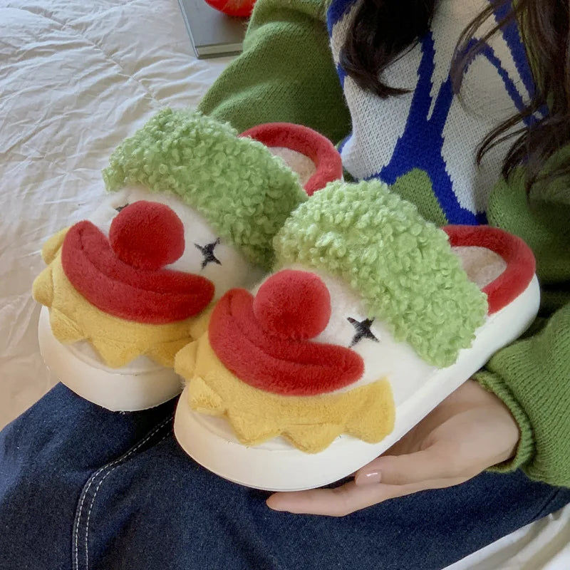 Halloween Ghost Pumpkin Bat Design Women Winter Slippers Casual Soft Heel Platform Fur Warm Indoor Comfortable Man Home Slippers