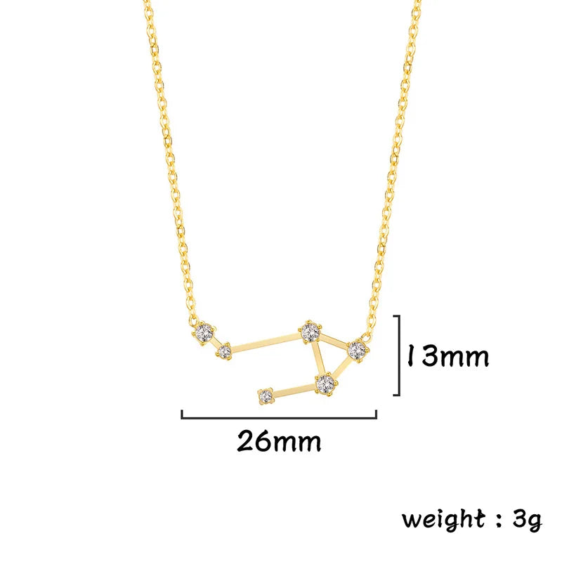 Lucktune Zircon Constellation Pendant Necklace Libra Virgo Zodiac Necklace for Women Stainless Steel Birthday Jewelry Gifts 2025 lucktune Official Store
