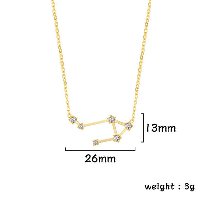 Lucktune Zircon Constellation Pendant Necklace Libra Virgo Zodiac Necklace for Women Stainless Steel Birthday Jewelry Gifts 2025 lucktune Official Store