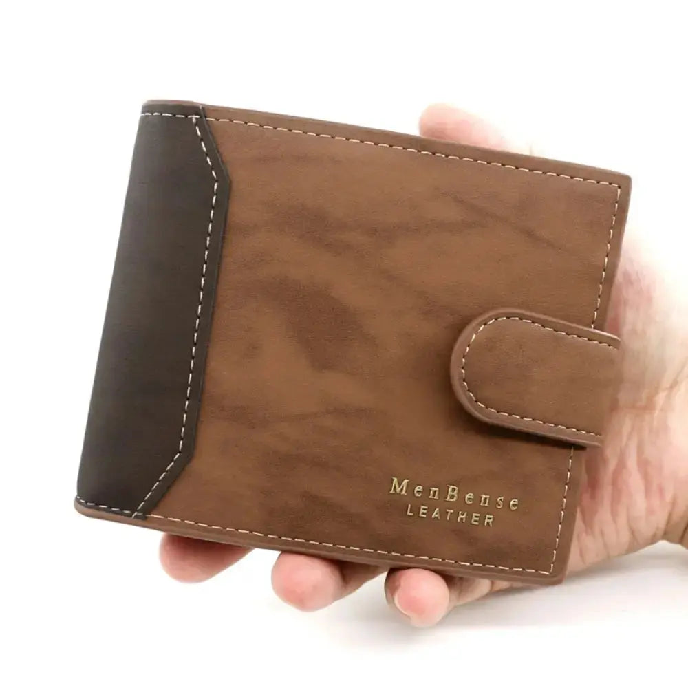 Billetera para hombre con cierre de broche Tarjetero de negocios Estuche Monedero corto para hombre de PU