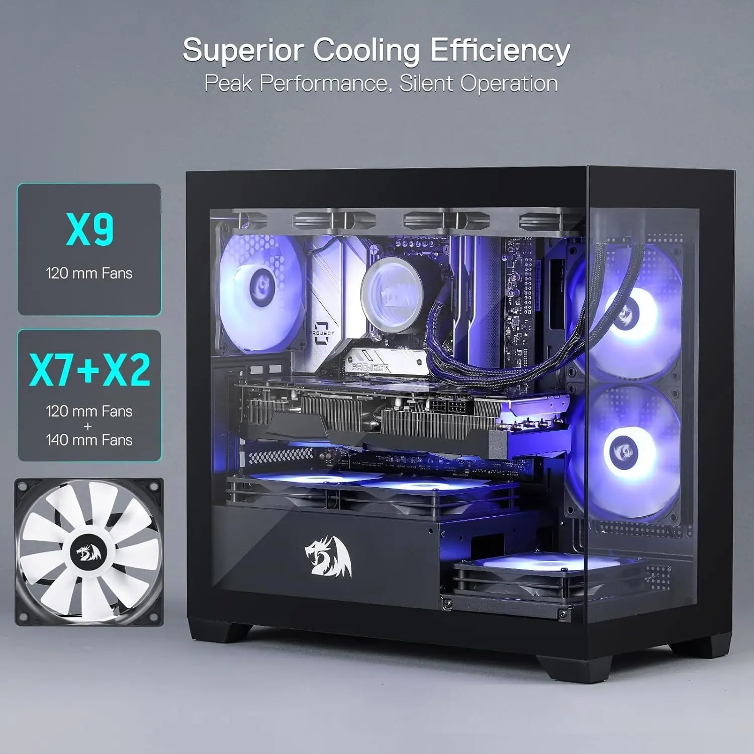 Redragon GC218M Gaming Back-Mounted PC Case, M-ATX Computer Chassis 2 x 120mm Fans Pre-Installed & High Airflow Perforated Panel REDRAGON Online Store