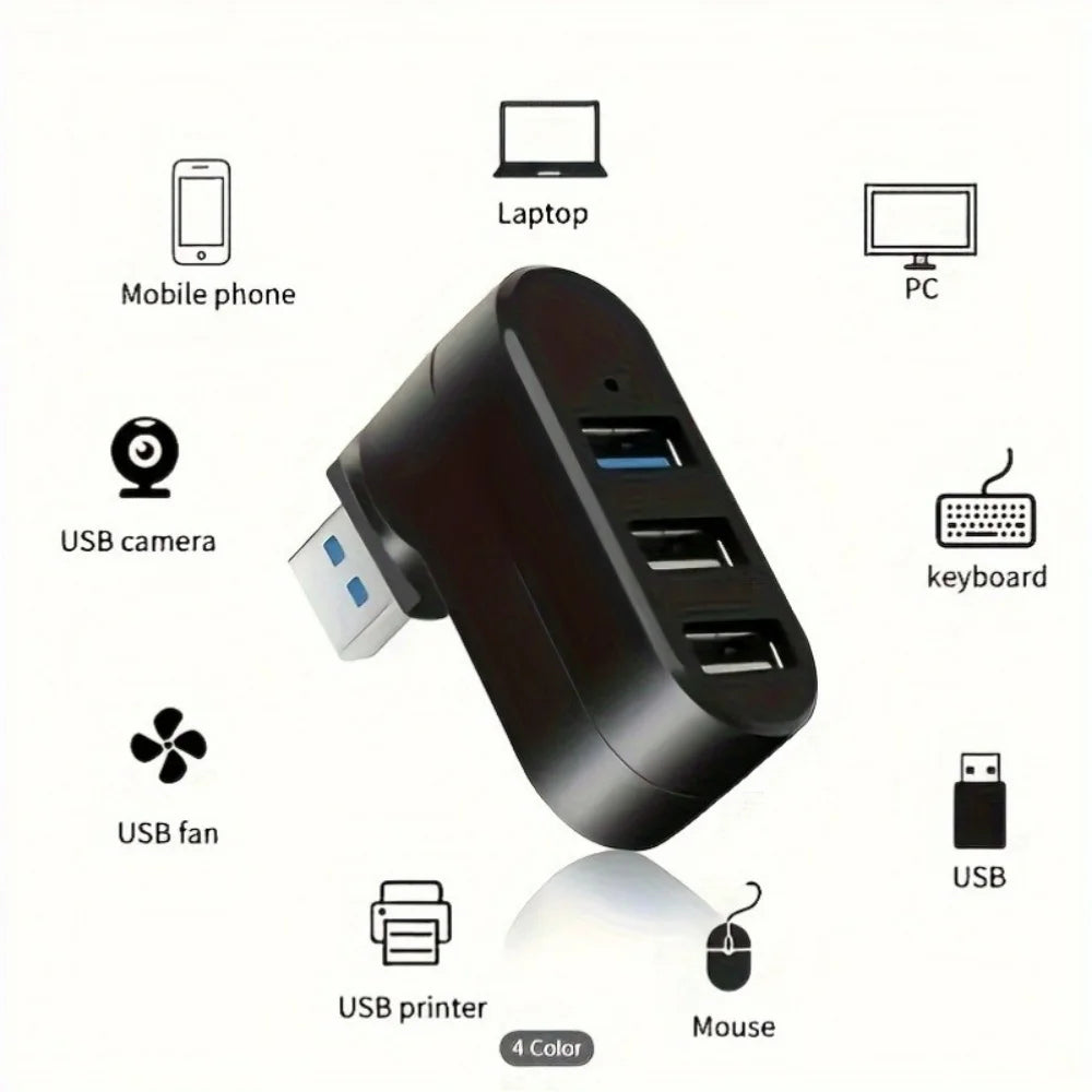 Connect Easy: 4-in-1 Rotatable USB Hub