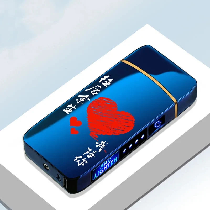 Hot Electric Windproof Metal Lighter Double Arc Flameless Plasma Rechargeable USB Lighter LED Power Display Touch Sensor Lighter Firefirefire Store