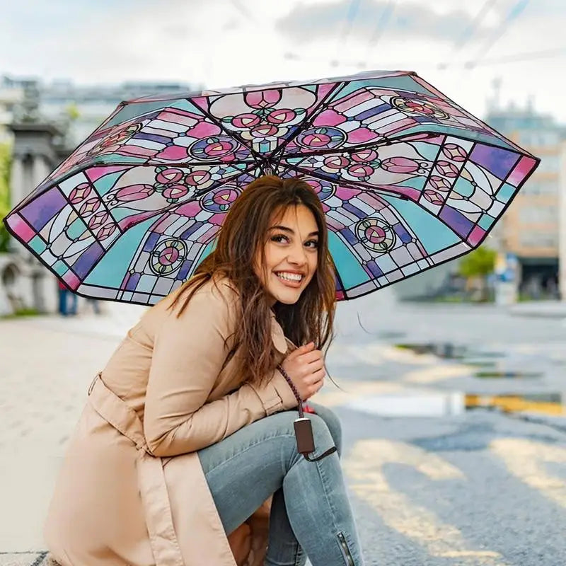 Artful Skies – Stained Glass Auto Umbrella