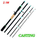 Caña de pescar de spinning para señuelos, punta sólida ML 1.8/2.1m, ultraligera para truchas, jigging, 4/5 secciones, Pesca
