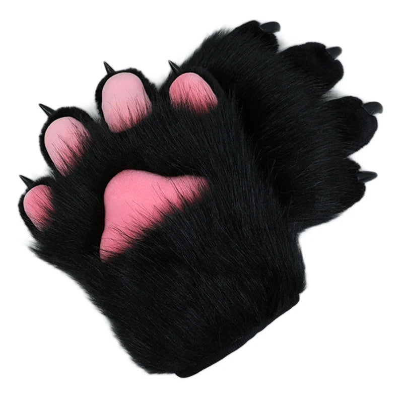 2 Pieces Cartoon Plush Nails Claws Gloves Anime Cosplay Mittens Furry Cosplay Props Halloween Costume Paw Gloves