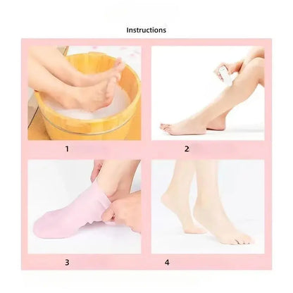 1 Pair Silicone Moisturizing Socks Exfoliating Gel Heel Socks Callus Cracked Dead Skin Remove Protector Pain Relief Foot Care WOW Beautiful Girl Store