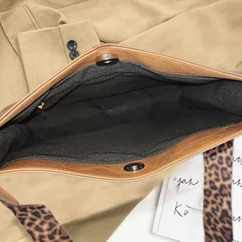Retro Leopard Print Shoulder Bag Fashion Tote Bag Small Square Bag Crossbody Handbag for Women Halloween Christmas Gift
