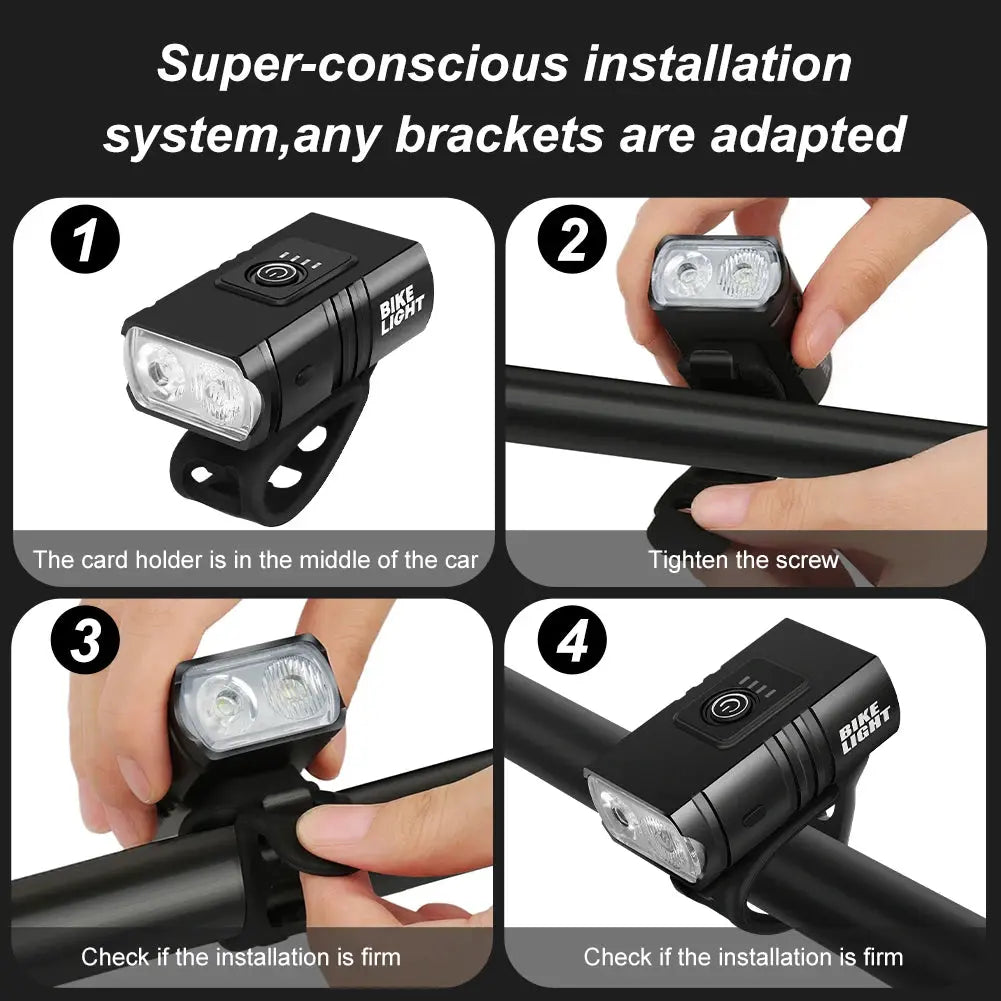 BK02 Bike Light USB Rechargeable T6 LED Bicycle Lights 6 Modes MTB