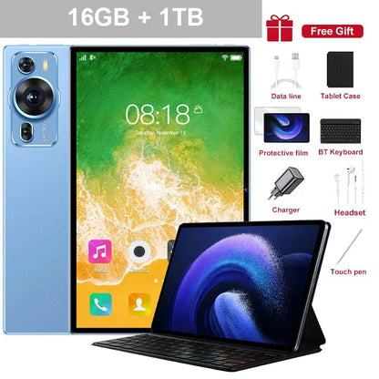 2025 New P60 Pro 5G Dual Tablet Android 14 16GB + 1TB kids Tablet 12 Inch HD Screen 20000mAh Tab Tablets PC With keyboard Laptop Hi - TechPhone Depot Store