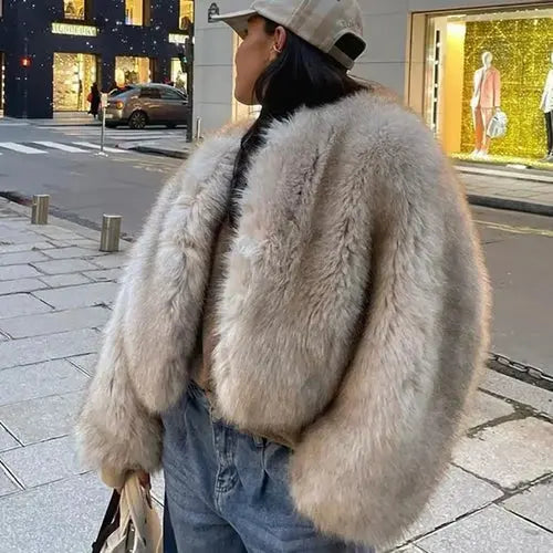 Fashion Fluffy Faux Fur Coat For Women Winter Elegant Loose Long AliExpress