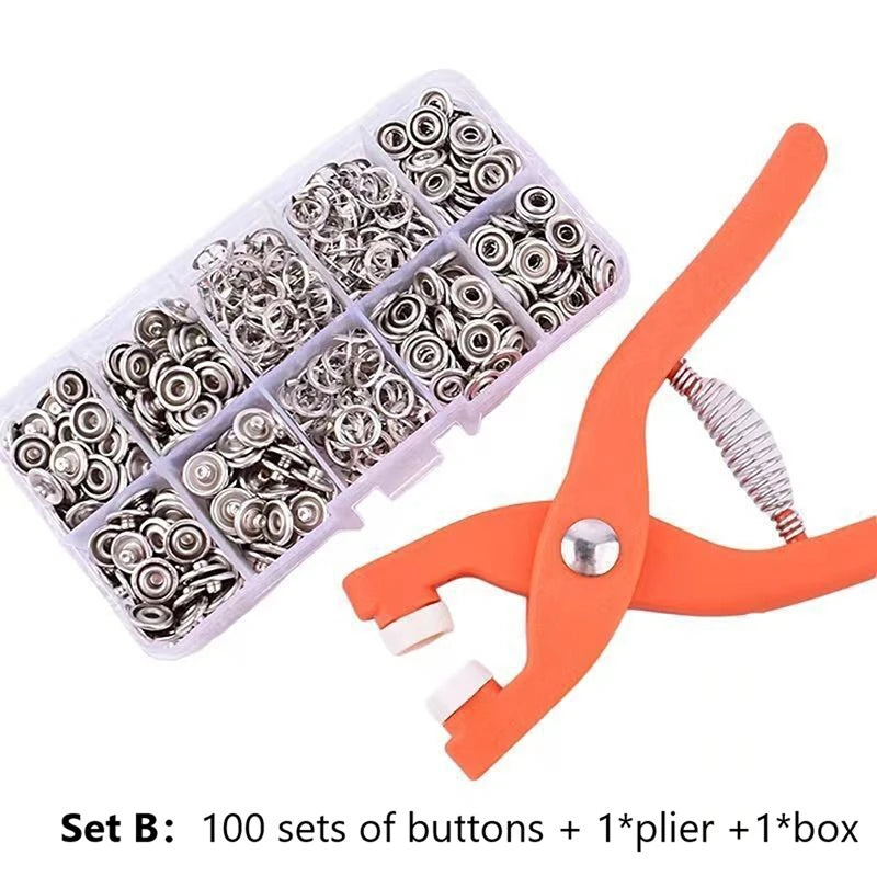 Snaps Buttons Pliers Set Snap Fasteners Kit Tool Sewing Buttons Press Studs Snap for Installing Clothes Bags