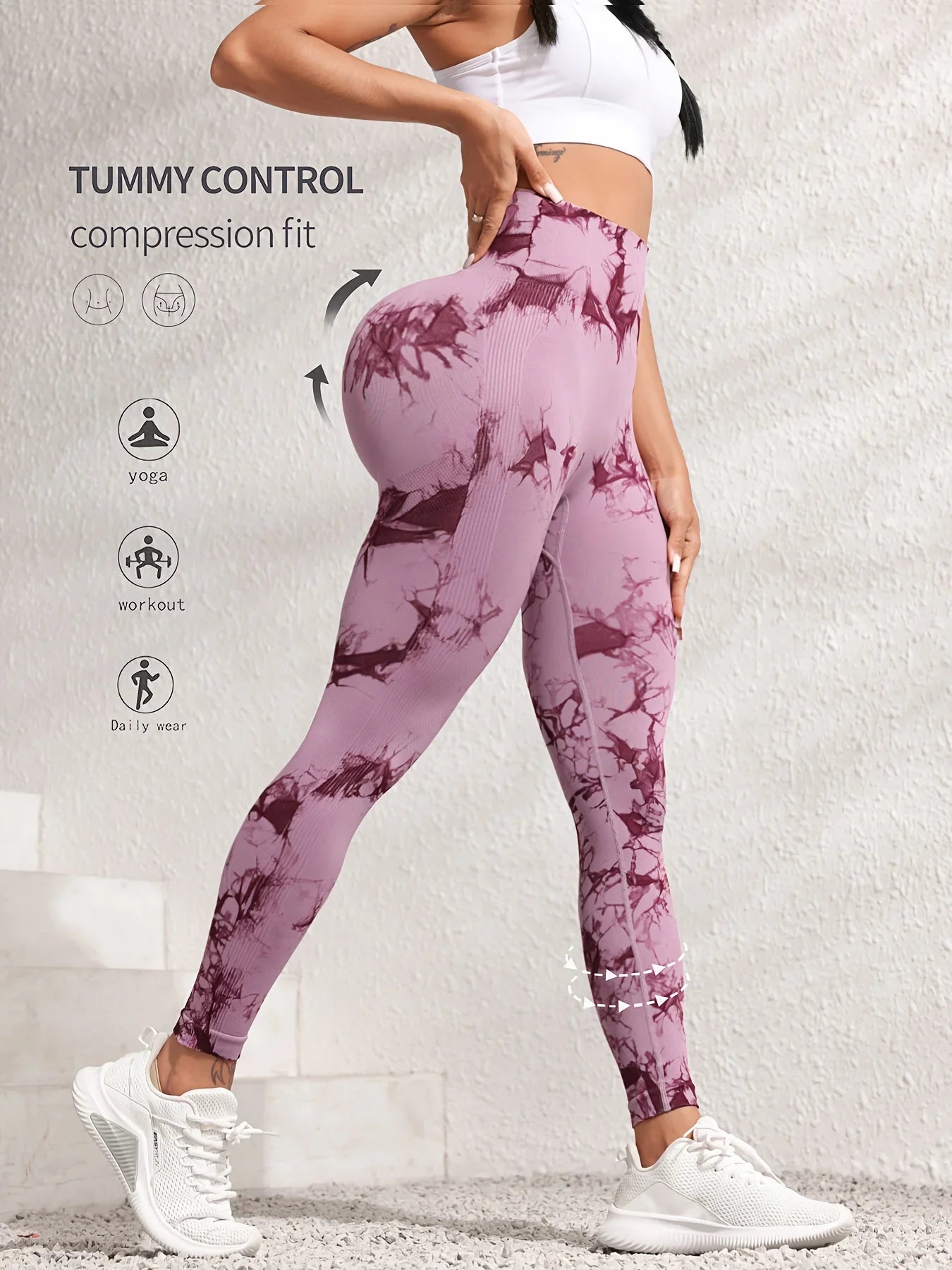 Leggings de gimnasio sin costuras para levantar la cadera, pantalones de yoga tie-dye, mallas de ejercicio para mujer, pantalones de entrenamiento de cintura alta con control de abdomen