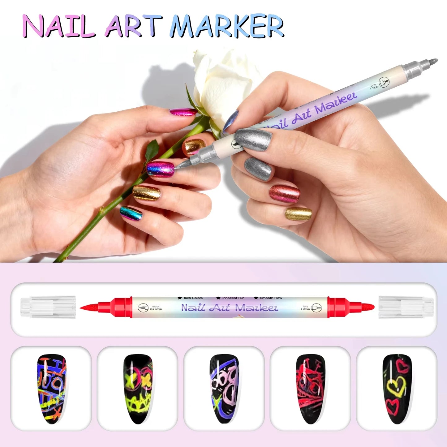 NailGlow Art Pens Create Stunning 3D Nail Designs for Pros