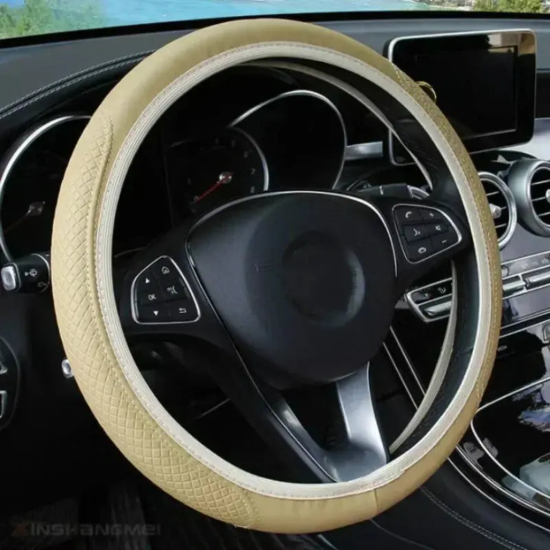 Anti-Slip Car Steering Wheel Cover - Embossed Leather Stone's Store