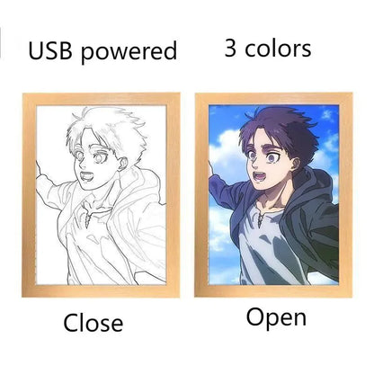 Attack On Titan Anime Figure Customized Night Light Painting Decor