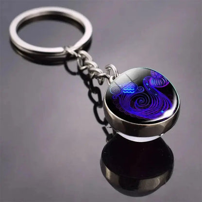 12 Constellation Keychain with Luminous Time Stone Pendant - Creative Fashion Accessory Gift Shop1103314747 Store