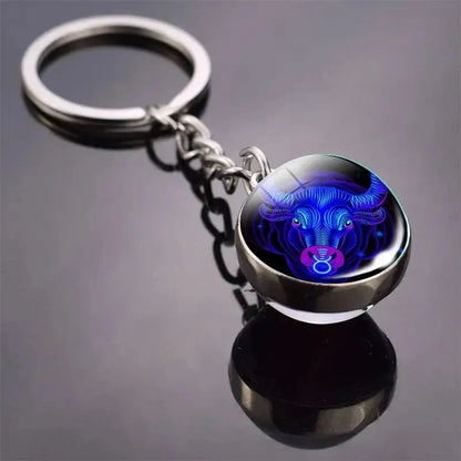 12 Constellation Keychain with Luminous Time Stone Pendant - Creative Fashion Accessory Gift Shop1103314747 Store