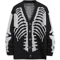 Cárdigan de punto con calavera para mujer, suéter de punto para otoño e invierno 2023, cuello en V, abrigo holgado de manga larga, chaqueta