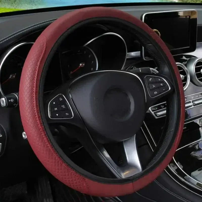 Anti-Slip Car Steering Wheel Cover - Embossed Leather Stone's Store
