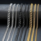 Hip Hop Width 3/5/7/9MM Cuban Link Stainless Steel Chains Necklace for